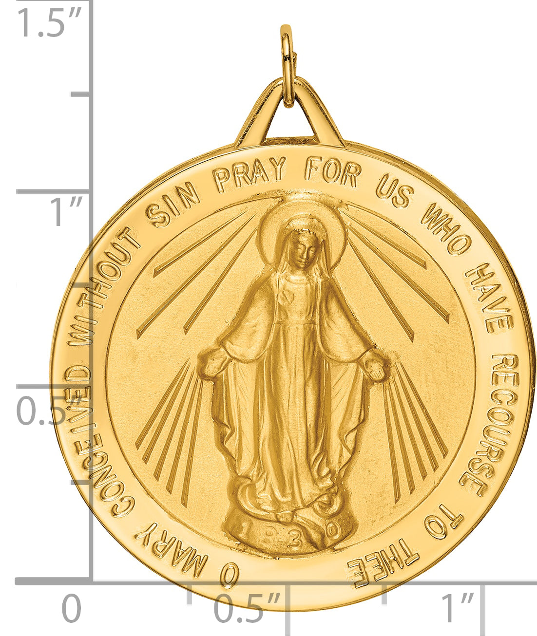 14k Solid Polished/Satin Large Round Miraculous Medal