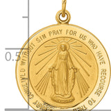 14k Solid Polished/Satin Medium Round Miraculous Medal