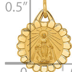 14k Solid Polished/Satin Tiny Round Scalloped Miraculous Medal