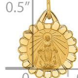 14k Solid Polished/Satin Tiny Round Scalloped Miraculous Medal