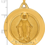 14k Solid Polished/Satin Large Raised Round Milagrosa Medal