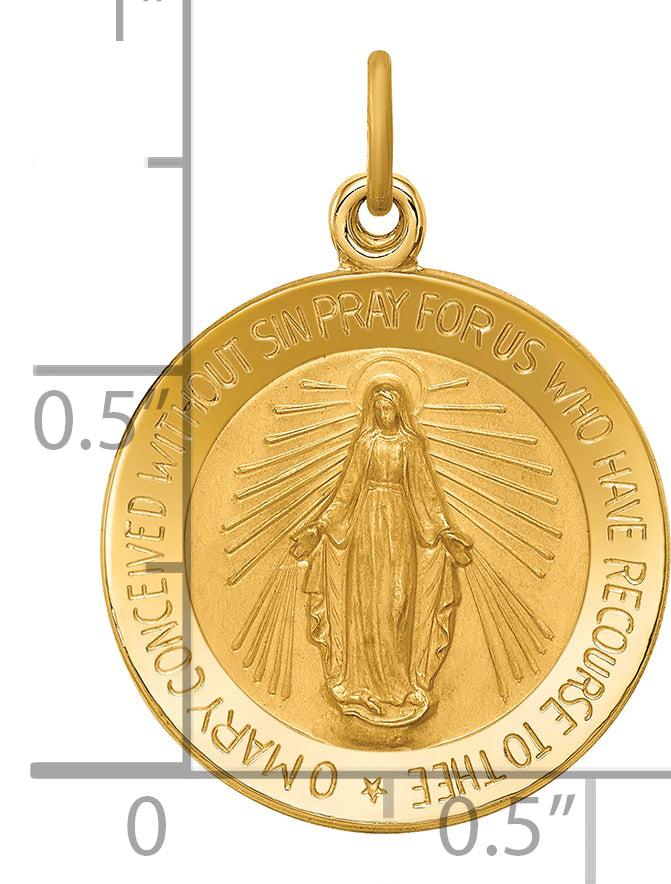 14k Solid Polished/Satin Small Round Miraculous Medal