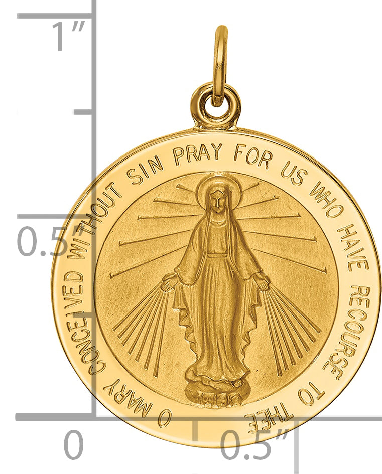 14k Solid Polished/Satin Large Round Miraculous Medal