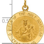 14K Solid Small Queen Of Holy Scapular Reversible Medal