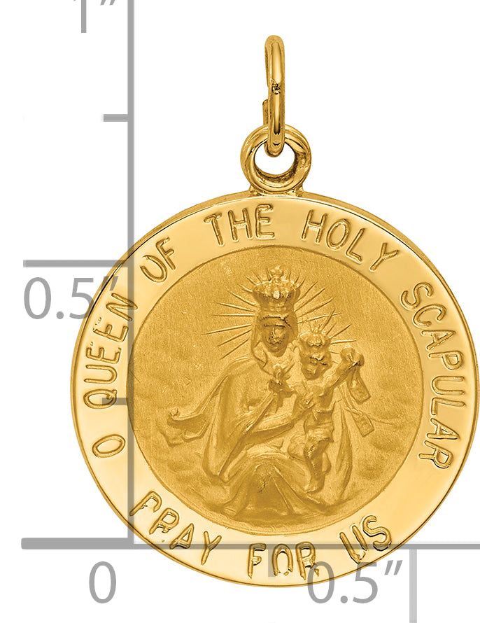 14K Solid Small Queen Of Holy Scapular Reversible Medal
