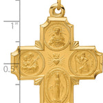 14k Solid Polished/Satin Large 4-Way Medal