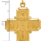 14k Solid Polished/Satin Medium 4-Way Medal