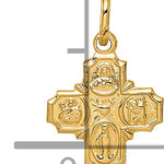 14k Solid Polished Tiny 4-Way Medal