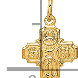 14k Solid Polished Tiny 4-Way Medal