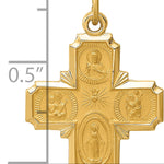 14k Solid Polished/Satin Small 4-Way Medal