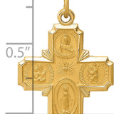 14k Solid Polished/Satin Small 4-Way Medal