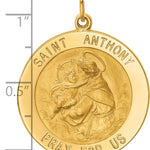 14k Solid Polished/Satin Large Round St. Anthony Medal
