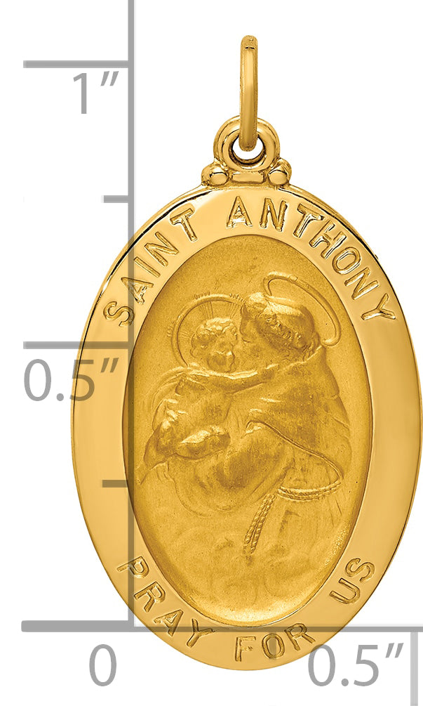 14k Solid Polished/Satin Oval St. Anthony Medal