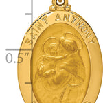 14k Solid Polished/Satin Oval St. Anthony Medal