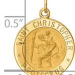 14k Solid Polished/Satin Small Round St. Christopher Medal