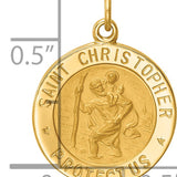 14k Solid Polished/Satin Small Round St. Christopher Medal