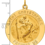 14k Solid Polished/Satin Large Round St. Christopher Medal