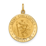 14k Solid Polished/Satin Small Round St. Christopher Medal