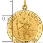 14k Solid Polished/Satin Small Round St. Christopher Medal
