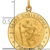 14k Solid Polished/Satin Small Round St. Christopher Medal