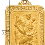 14k Solid Polished/Satin Large Rectangle St. Christopher Medal