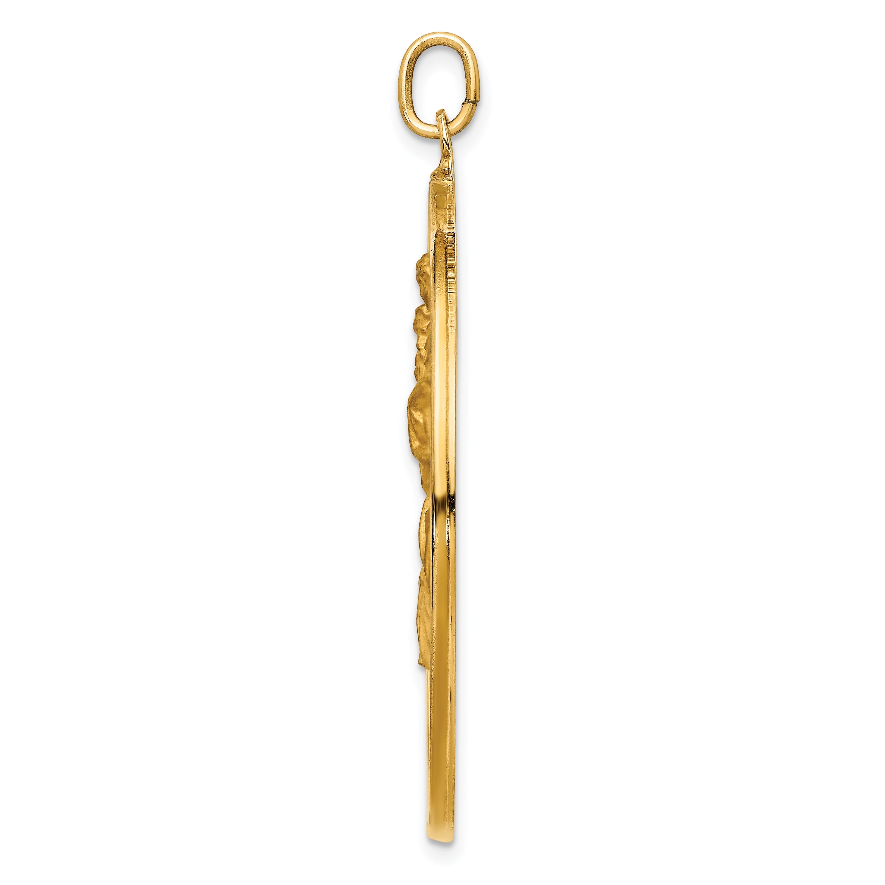 14k Solid Polished/Satin Extra Large Cut-out St. Christopher Medal