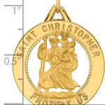14k Solid Polished/Satin Round Cut-out St. Christopher Medal