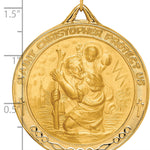 14k Solid Polished/Satin Extra Large Round St. Christopher Medal
