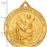 14k Solid Polished/Satin Extra Large Round St. Christopher Medal