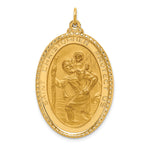14K Solid Polished/Satin Beaded Edge St. Christopher Medal