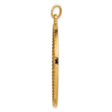 14K Solid Polished/Satin Beaded Edge St. Christopher Medal