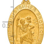 14k Solid Polished/Satin Medium Oval St. Christopher Medal