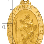 14k Solid Polished/Satin Medium Oval St. Christopher Medal
