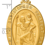 14k Solid Polished/Satin Large Oval St. Christopher Medal