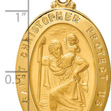 14k Solid Polished/Satin Large Oval St. Christopher Medal
