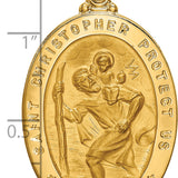 14k Solid Polished/Satin Large Oval St. Christopher Medal