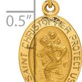 14k Solid Polished/Satin Extra Small Oval St. Christopher Medal