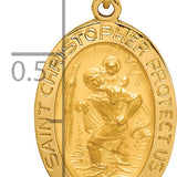 14k Solid Polished/Satin Small Oval St. Christopher Medal