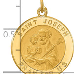 14k Solid Polished/Satin Small Round St. Joseph Medal