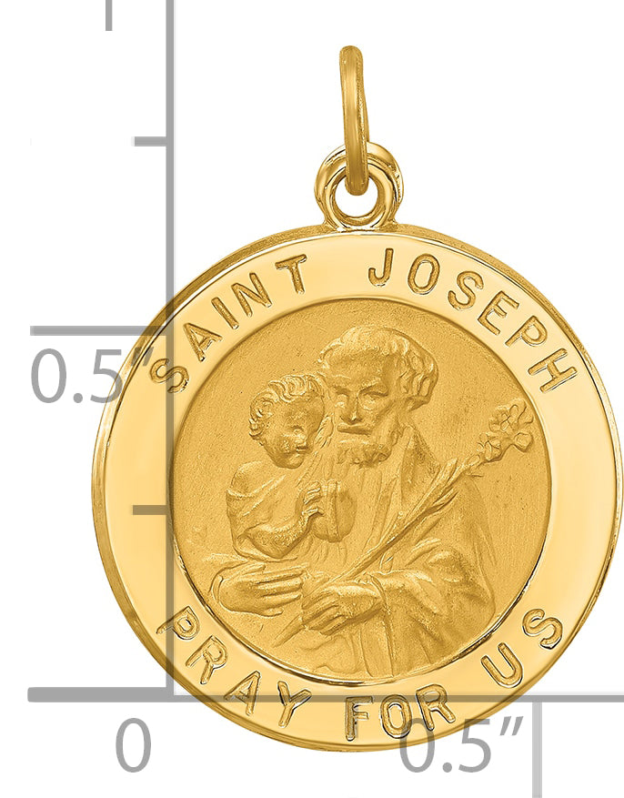 14k Solid Polished/Satin Small Round St. Joseph Medal