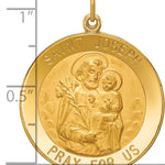 14k Solid Polished/Satin Large Round St. Joseph Medal