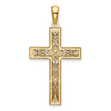 14K White Rhodium D/C Cross Pendant