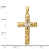 14K White Rhodium D/C Cross Pendant