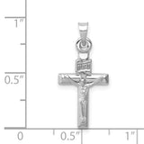 14k White Gold Hollow Crucifix Pendant