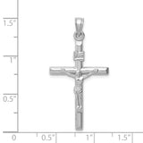 14k White Gold Hollow Crucifix Pendant