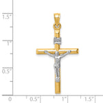 14k Two-tone Hollow Crucifix Pendant