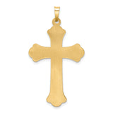 14k Two-tone Hollow Polished Woven Fleur de Lis Crucifix