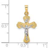 14k Two-tone Polished Solid INRI Crucifix Pendant