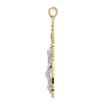 14k Two-tone Polished Solid Fancy INRI Crucifix Pendant