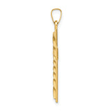 14k Polished and Twisted Hollow Cross Pendant